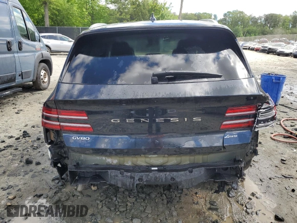 2025 Genesis GV80 Standard with VIN KMUHFESB5SU240229, listed as a Copart auction lot 55036385 with 12,740 mi miles and Clean title. Bid and sale history available at DreamBid. Image 6.