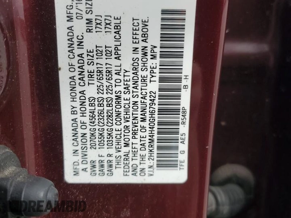 2016 Honda CR-V SE with VIN 2HKRM4H40GH679422, listed as a Copart auction lot 48331255 with 113,794 mi miles and Salvage Title. Bid and sale history available at carsss.com. Image 15.