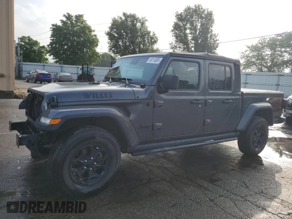 2021 Jeep Gladiator Willys с VIN 1C6HJTAGXML527617, выставлен на аукционе Copart как лот 59110005 с пробегом 39 279 миль миль и Списание • Salvage title. История ставок и продаж доступна на DreamBid. Изображение 1.