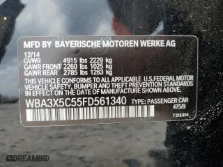 2015 BMW 3 Series Gran Turismo 328i xDrive with VIN WBA3X5C55FD561340, listed as a Copart auction lot 56933334 with 81,364 mi miles. Bid and sale history available at carsss.com. Image 12.