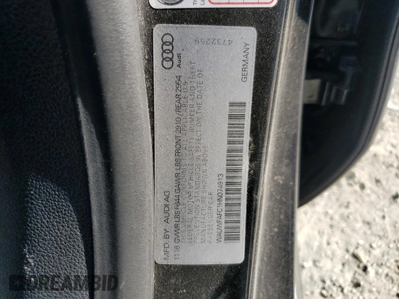 2017 Audi S7 Premium Plus with VIN WAUWFAFC1HN074913, listed as a Copart auction lot 53866375 with 127,919 mi miles and Clean Title. Bid and sale history available at carsss.com. Image 12.