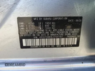 2020 Subaru Impreza with VIN 4S3GTAB69L3734197, listed as a Copart auction lot 54551625 with 69,897 mi miles and Salvage title. Bid and sale history available at DreamBid. Image 12.