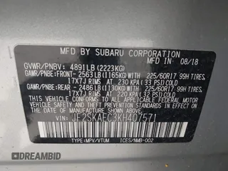 2019 Subaru Forester Premium with VIN JF2SKAEC3KH407571, listed as a IAAI auction lot 42285532 with 105,523 mi miles and . Bid and sale history available at DreamBid. Image 9.