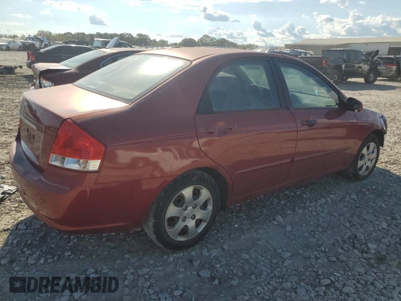 2009 Kia Spectra EX with VIN KNAFE221595630820, listed as a Copart auction lot 72431004 with 136,469 mi miles and Salvage Title. Bid and sale history available at carsss.com. Image 3.