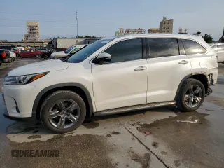 2017 Toyota Highlander Limited with VIN 5TDYZRFHXHS222466, listed as a Copart auction lot 57474745 with 85,859 mi miles and Salvage title. Bid and sale history available at DreamBid. Image 1.