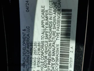 2024 Honda Accord Sport z VIN 1HGCY2F59RA059416, wystawiony jako Copart lot #57873285 z przebiegiem 13 617 mil mil oraz Szkoda całkowita • Salvage title. Historia ofert i sprzedaży dostępna na DreamBid. Obrazek 13.