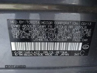 2013 Lexus GS 350 with VIN JTHBE1BL5D5020369, listed as a IAAI auction lot 42127289 with 192,601 mi miles and . Bid and sale history available at DreamBid. Image 9.