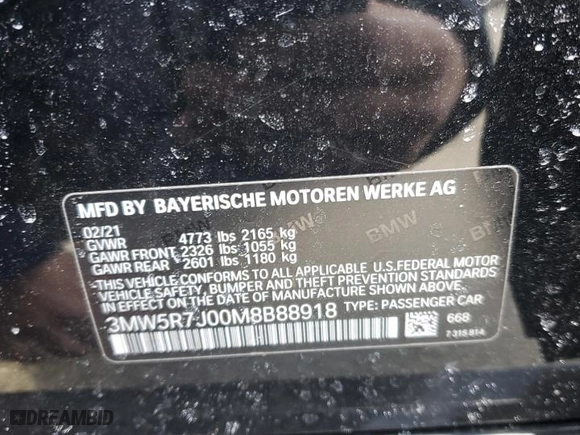 2021 BMW 3 Series 330i xDrive with VIN 3MW5R7J00M8B88918, listed as a Copart auction lot 87954145 with 26,384 mi miles and Salvage Title. Bid and sale history available at carsss.com. Image 13.