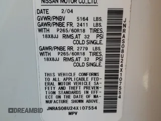 2004 Infiniti FX35 with VIN JNRAS08U24X107554, listed as a Copart auction lot 70528824 with 260,661 mi miles and Salvage Title. Bid and sale history available at carsss.com. Image 10.
