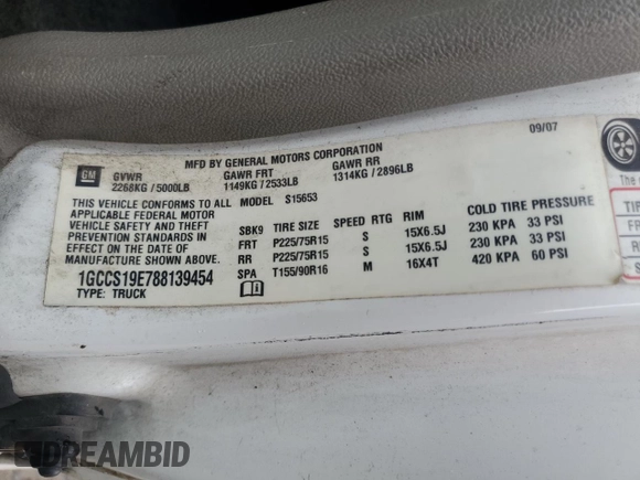 2008 Chevrolet Colorado LS with VIN 1GCCS19E788139454, listed as a Copart auction lot 70325244 with 61,291 mi miles and Salvage Title. Bid and sale history available at carsss.com. Image 14.