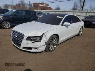 2014 Audi A8 L 3.0T with VIN WAURGAFD5EN007438, listed as a Copart auction lot 47979945 with 147,236 mi miles and Salvage Title. Bid and sale history available at carsss.com. Image 1.