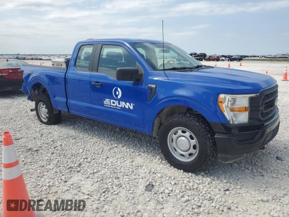 2021 Ford F-150 XL with VIN 1FTEX1EB1MKE59470, listed as a Copart auction lot 53046195 with 108,271 mi miles and Salvage title. Bid and sale history available at DreamBid. Image 4.