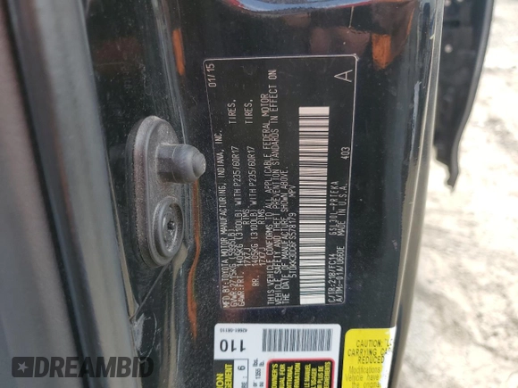 2015 Toyota Sienna LE AAS with VIN 5TDKK3DC6FS578179, listed as a Copart auction lot 55145545 with 225,468 mi miles and Salvage Title. Bid and sale history available at DreamBid. Image 14.