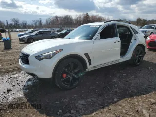 2017 Infiniti QX70 with VIN JN8CS1MW3HM412790, listed as a Copart auction lot 50051015 with 159,680 mi miles and Salvage Title. Bid and sale history available at carsss.com. Image 1.