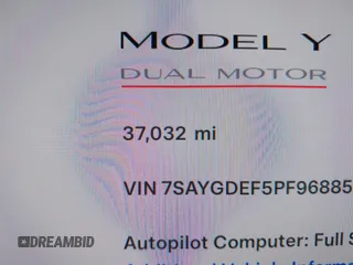 2023 Tesla Model Y Performance with VIN 7SAYGDEF5PF968855, listed as a IAAI auction lot 41499334 with 37,032 mi miles and . Bid and sale history available at DreamBid. Image 15.