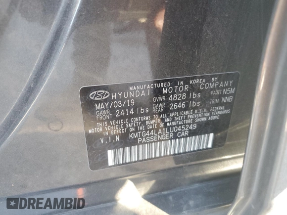 2020 Genesis G70 2.0T with VIN KMTG44LA1LU045249, listed as a Copart auction lot 82020724 with 37,575 mi miles and Salvage title. Bid and sale history available at DreamBid. Image 12.
