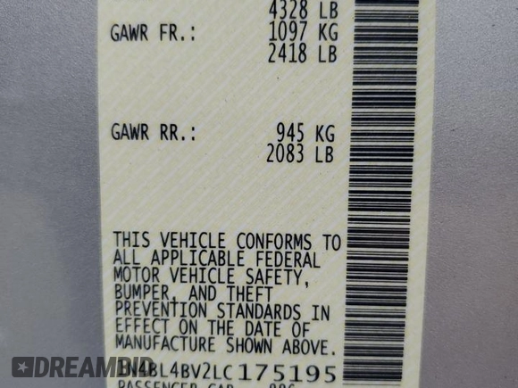 2020 Nissan Altima 2.5 S with VIN 1N4BL4BV2LC175195, listed as a Copart auction lot 72894204 with 34,494 mi miles and Salvage Title. Bid and sale history available at carsss.com. Image 15.