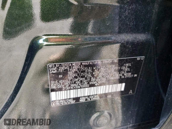 2013 Toyota RAV4 Limited with VIN 2T3DFREV2DW100093, listed as a Copart auction lot 48720295 with 94,248 mi miles and Salvage Title. Bid and sale history available at carsss.com. Image 13.