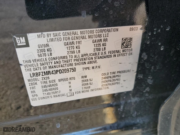 2023 Buick Envision Preferred with VIN LRBFZMR43PD209750, listed as a Copart auction lot 88653325 with NaN miles and Salvage Title. Bid and sale history available at carsss.com. Image 15.