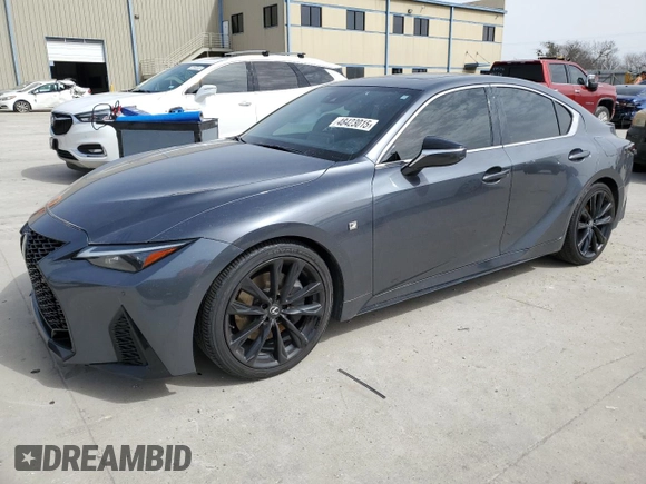 2023 Lexus IS with VIN JTHGZ1B21P5059966, listed as a Copart auction lot 48423015 with 40,384 mi miles and Salvage Title. Bid and sale history available at carsss.com. Image 1.