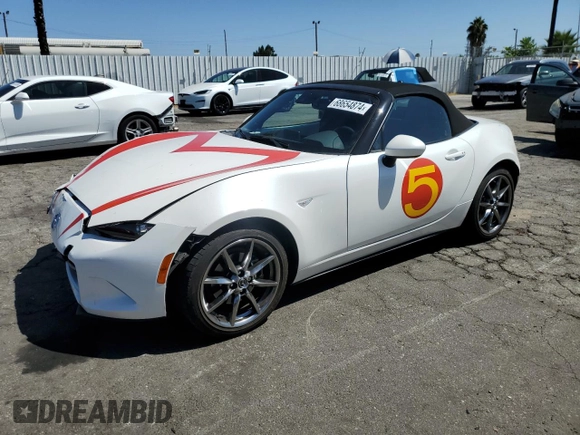 2021 Mazda MX-5 Miata Grand Touring with VIN JM1NDAD77M0459510, listed as a Copart auction lot 68654874 with 39,657 mi miles and Salvage title. Bid and sale history available at DreamBid. Image 1.