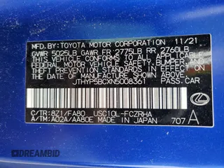 2022 Lexus RC with VIN JTHYP5BCXN5008361, listed as a Copart auction lot 49671335 with 26,096 mi miles and Salvage title. Bid and sale history available at DreamBid. Image 13.