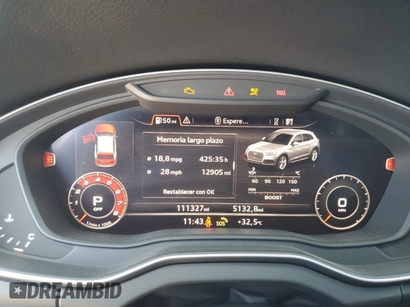 2019 Audi SQ5 Premium Plus with VIN WA1B4AFY1K2086906, listed as a Copart auction lot 71392894 with 111,327 mi miles and Salvage Title. Bid and sale history available at DreamBid. Image 9.