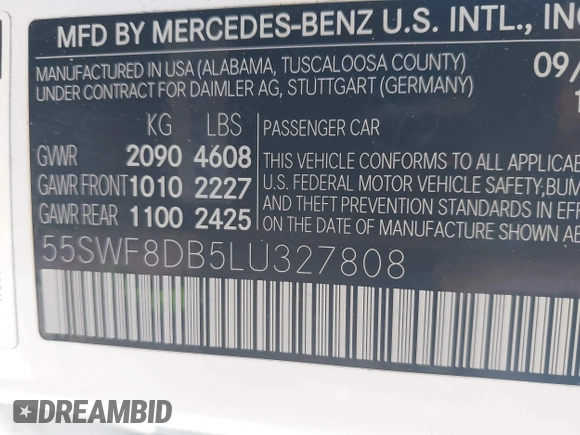 2020 Mercedes-Benz C 300 with VIN 55SWF8DB5LU327808, listed as a IAAI auction lot 41527943 with 31,642 mi miles and . Bid and sale history available at carsss.com. Image 9.