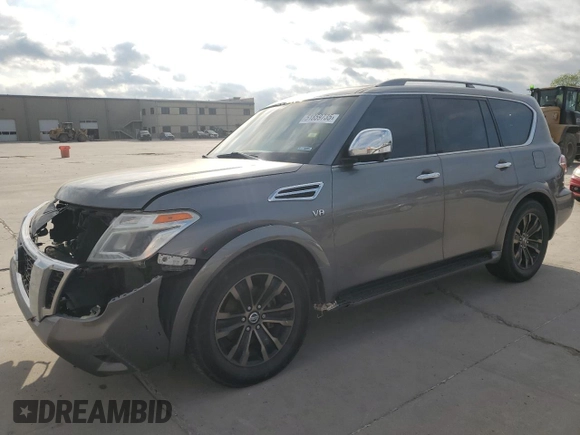 2017 Nissan Armada Platinum z VIN JN8AY2NE2H9700319, wystawiony jako Copart lot #51859735 z przebiegiem Nie podano mil oraz Szkoda całkowita • Salvage title. Historia ofert i sprzedaży dostępna na DreamBid. Obrazek 1.