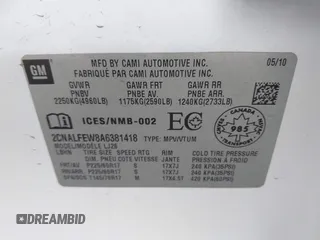 2010 Chevrolet Equinox LTZ with VIN 2CNALFEW8A6381418, listed as a IAAI auction lot 40221943 with 138,276 mi miles. Bid and sale history available at carsss.com. Image 9.