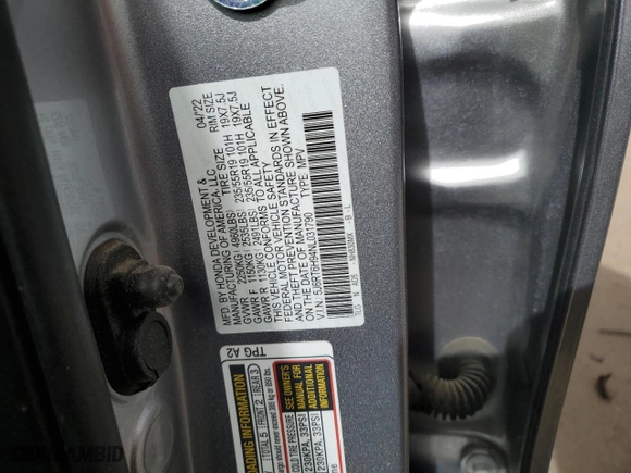 2022 Honda CR-V Hybrid Touring with VIN 5J6RT6H94NL031790, listed as a Copart auction lot 47485225 with 37,473 mi miles and Salvage Title. Bid and sale history available at carsss.com. Image 16.