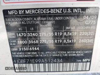 2009 Mercedes-Benz GL-Class 4.6L with VIN 4JGBF71E99A512434, listed as a IAAI auction lot 42074368 with 115,737 mi miles. Bid and sale history available at carsss.com. Image 9.