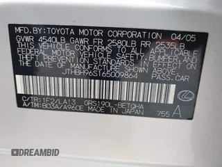 2006 Lexus GS 300 z VIN JTHBH96S165009864, wystawiony jako IAAI lot #42120302 z przebiegiem 191 305 mil mil oraz . Historia ofert i sprzedaży dostępna na DreamBid. Obrazek 9.