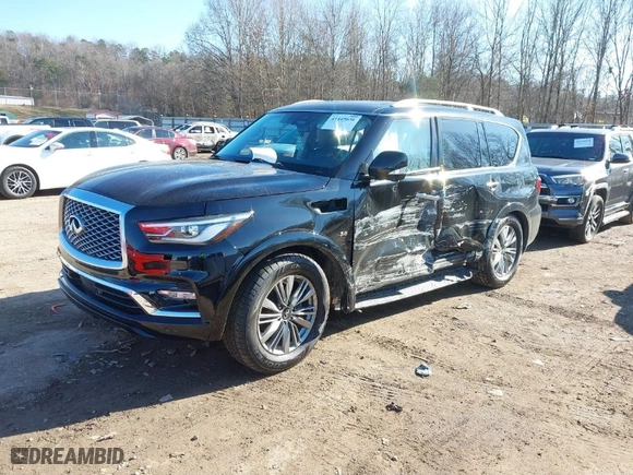 2020 Infiniti QX80 LUXE with VIN JN8AZ2NE4L9254440, listed as a IAAI auction lot 41445636 with NaN miles. Bid and sale history available at carsss.com. Image 2.