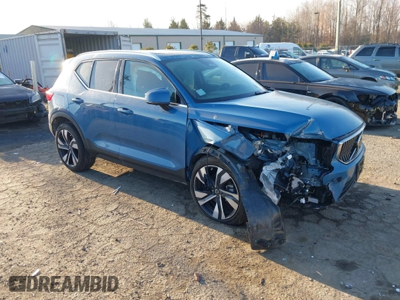2024 Volvo XC40 Plus Bright Theme with VIN YV4L12UE1R2216840, listed as a IAAI auction lot 41405763 with 4,849 mi miles. Bid and sale history available at carsss.com. Image 1.