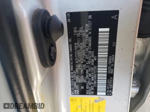 2009 Lexus RX 350 with VIN 2T2HK31U69C122392, listed as a Copart auction lot 52439995 with 185,463 mi miles and Salvage Title. Bid and sale history available at DreamBid. Image 14.