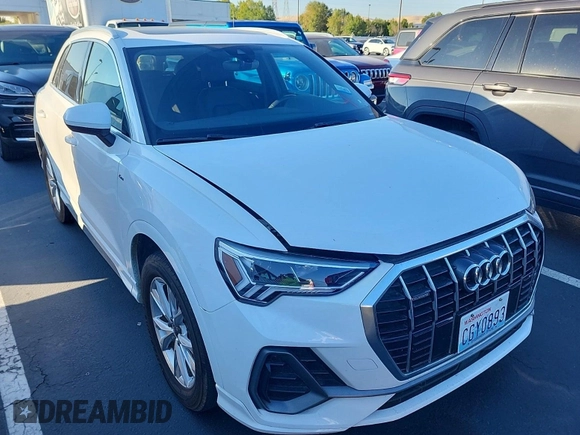 2023 Audi Q3 S line Premium with VIN WA1DECF34P1107427, listed as a IAAI auction lot 42845142 with 43,670 mi miles and . Bid and sale history available at DreamBid. Image 19.