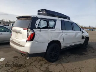 2021 GMC Yukon XL Denali with VIN 1GKS2JKLXMR193652, listed as a Copart auction lot 46117705 with 58,522 mi miles and Salvage Title. Bid and sale history available at carsss.com. Image 3.