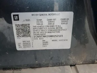 2021 Chevrolet Tahoe LT with VIN 1GNSCNKD5MR252123, listed as a Copart auction lot 42582425 with 114,130 mi miles and Salvage Title. Bid and sale history available at carsss.com. Image 14.