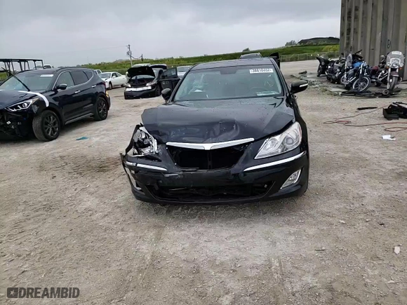 2013 Hyundai Genesis 3.8L with VIN KMHGC4DD2DU221085, listed as a Copart auction lot 38810452 with 96,878 mi miles and Salvage Title. Bid and sale history available at carsss.com. Image 11.