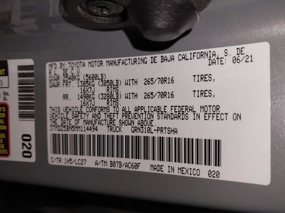 2021 Toyota Tacoma SR5 z VIN 3TMDZ5BN5MM114494, wystawiony jako IAAI lot #41723032 z przebiegiem 54 477 mil mil oraz . Historia ofert i sprzedaży dostępna na DreamBid. Obrazek 9.