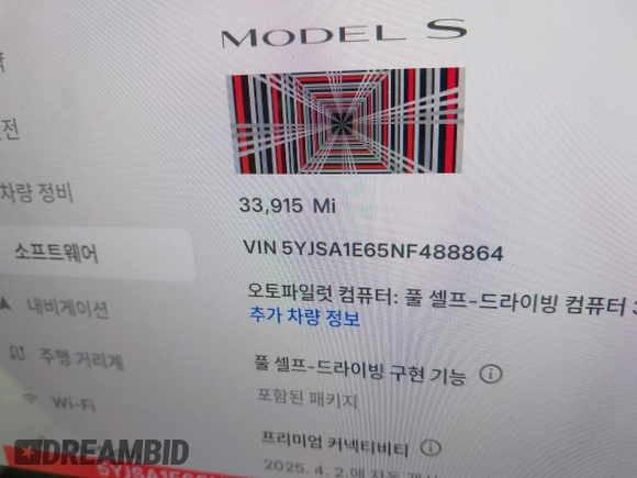 2022 Tesla Model S Plaid with VIN 5YJSA1E65NF488864, listed as a IAAI auction lot 41772788 with 33,915 mi miles and . Bid and sale history available at DreamBid. Image 7.