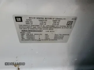 2013 Chevrolet Equinox LT with VIN 2GNALDEK6D6292867, listed as a Copart auction lot 50782155 with 127,354 mi miles and Salvage Title. Bid and sale history available at DreamBid. Image 13.