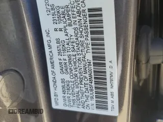 2021 Acura TLX Technology z VIN 19UUB5F48MA007847, wystawiony jako Copart lot #51637005 z przebiegiem 15 547 mil mil oraz Szkoda całkowita • Salvage title. Historia ofert i sprzedaży dostępna na DreamBid. Obrazek 12.