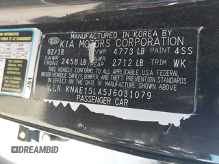 2018 Kia Stinger with VIN KNAE15LA5J6031079, listed as a IAAI auction lot 41137507 with 82,911 mi miles and . Bid and sale history available at DreamBid. Image 9.