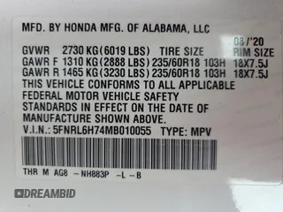 2021 Honda Odyssey EX-L with VIN 5FNRL6H74MB010055, listed as a Copart auction lot 52749245 with 187,646 mi miles and Clean Title. Bid and sale history available at DreamBid. Image 13.