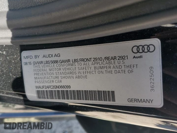 2016 Audi S6 Premium Plus z VIN WAUF2AFC2GN066099, wystawiony jako Copart lot #56342625 z przebiegiem 100 787 mil mil oraz Szkody całkowita. Historia ofert i sprzedaży dostępna na DreamBid. Obrazek 12.
