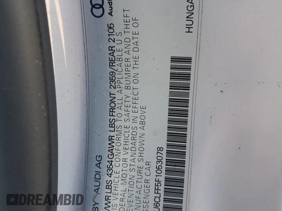 2015 Audi A3 1.8T Premium with VIN WAU6CLFF5F1053078, listed as a Copart auction lot 73886574 with 102,660 mi miles and Non Repairable. Bid and sale history available at carsss.com. Image 13.