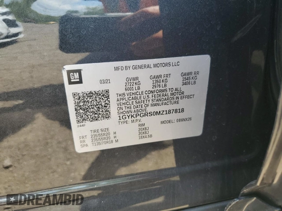 2021 Cadillac XT6 Sport z VIN 1GYKPGRS0MZ187818, wystawiony jako Copart lot #66967824 z przebiegiem 66 956 mil mil oraz Szkoda całkowita • Salvage title. Historia ofert i sprzedaży dostępna na DreamBid. Obrazek 13.