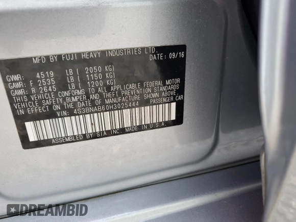 2017 Subaru Legacy with VIN 4S3BNAB60H3025444, listed as a Copart auction lot 53870054 with 173,928 mi miles. Bid and sale history available at carsss.com. Image 12.
